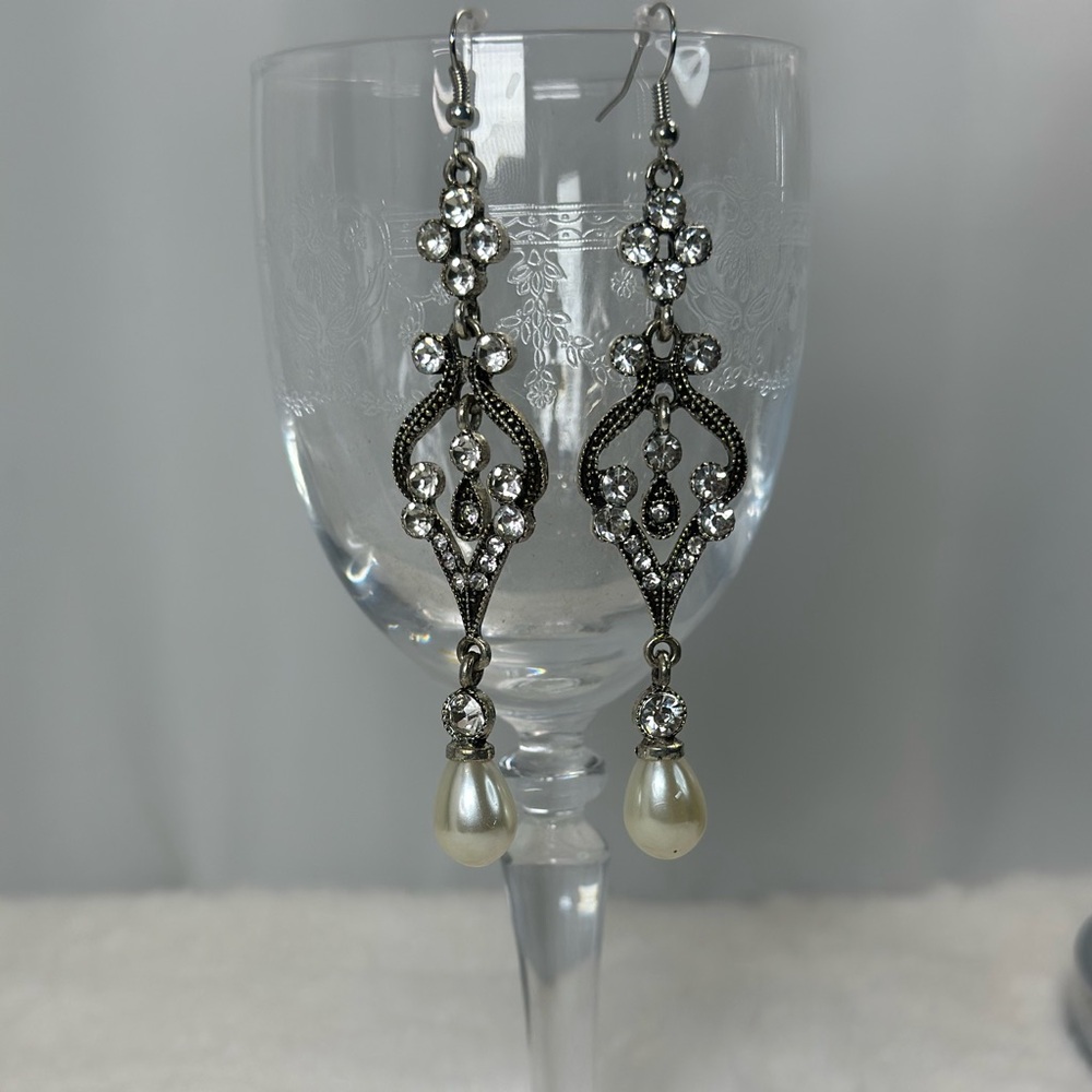 Elegant Silver and Pearl Drop Earrings